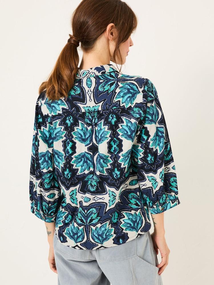 Fat Face Roxi Jade Green Sketched Leaves Shirt