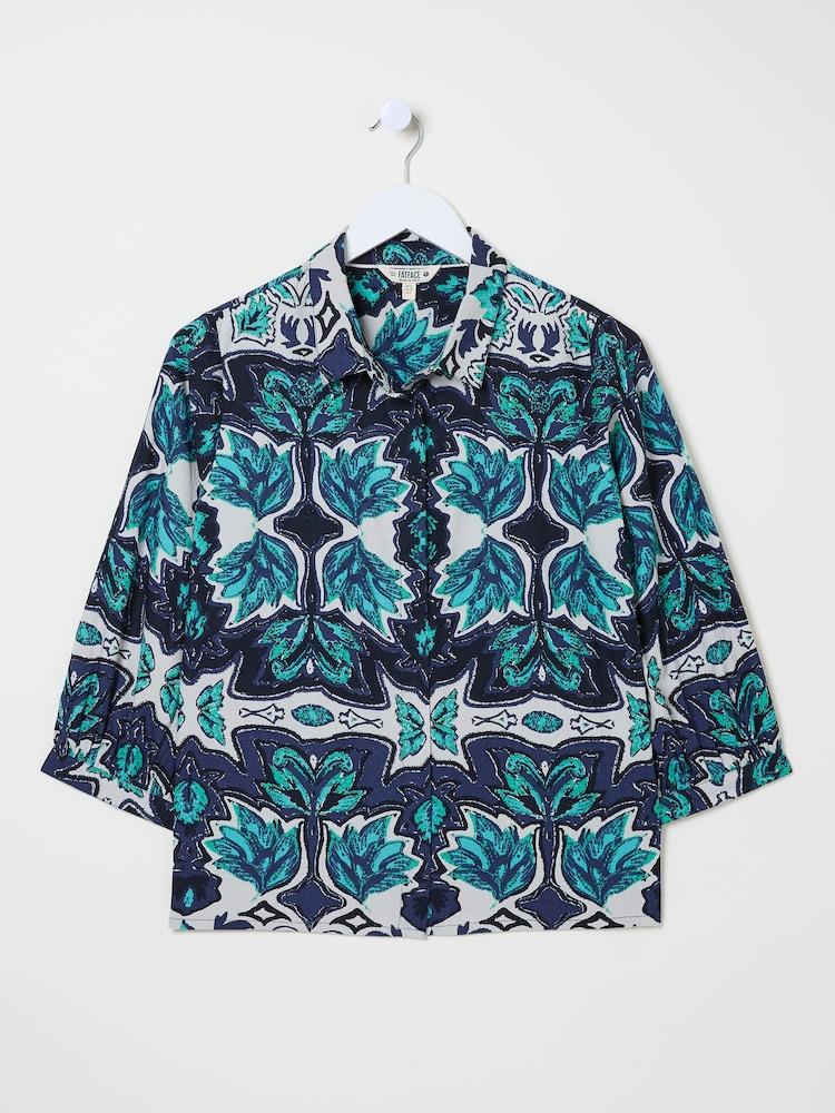 fat face Roxi Jade Green Sketched Leaves Shirt