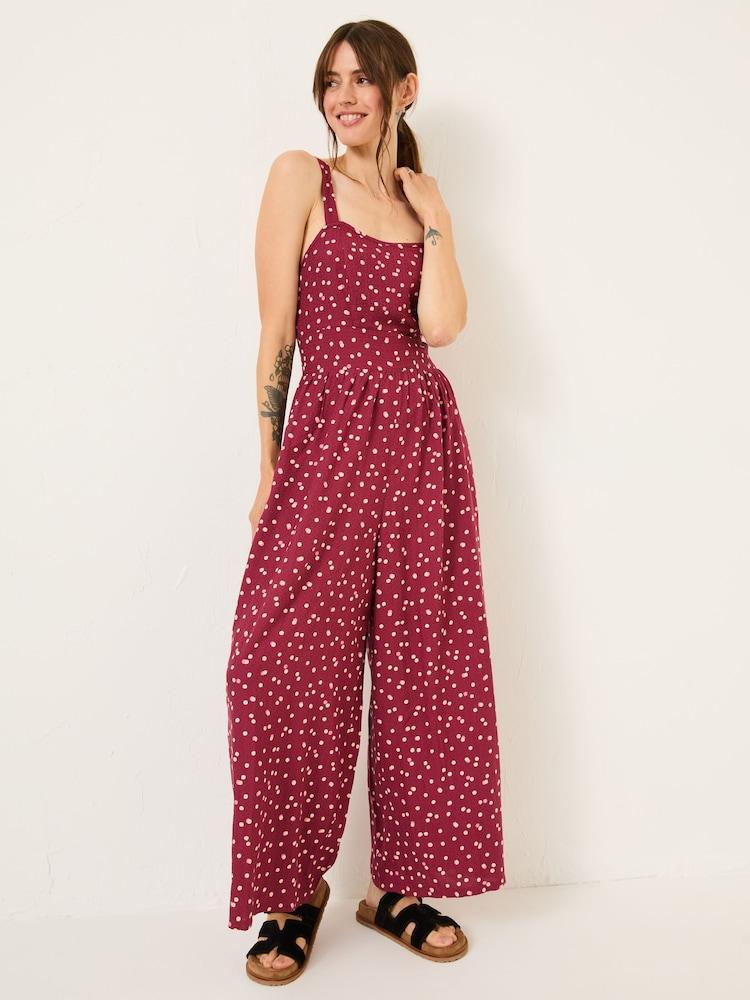 Fat Face Ruby Burgundy Red Spot Jumpsuit
