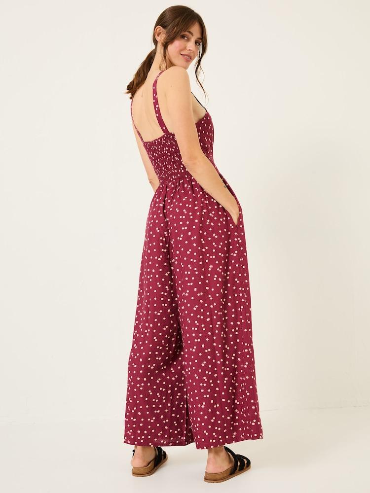 Fat Face Ruby Burgundy Red Spot Jumpsuit