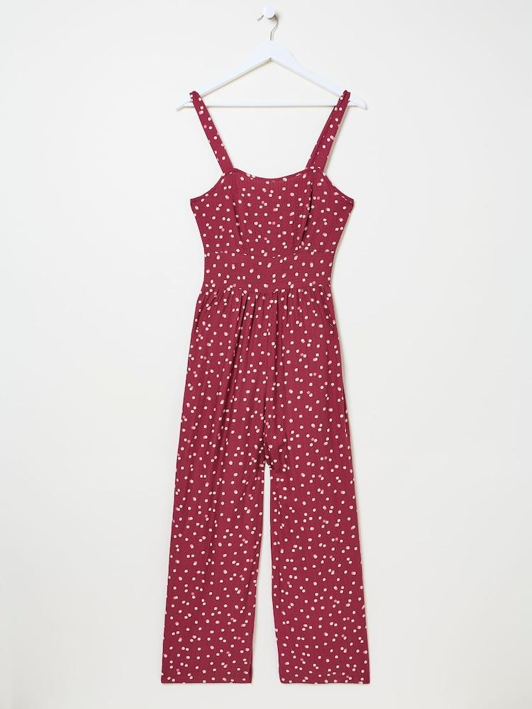 fat face Ruby Burgundy Red Spot Jumpsuit