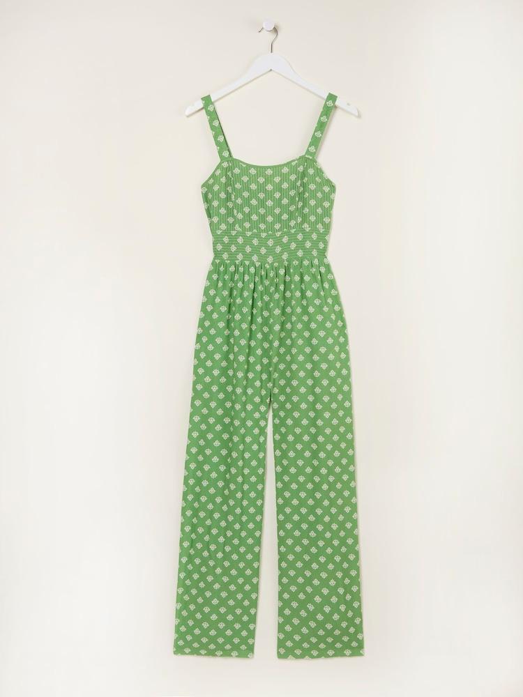 fat face Ruby Mid Green Woodblock Ruby Jumpsuit