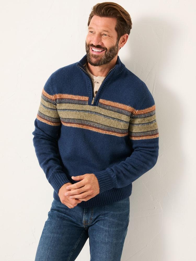 Fat Face Runswick Navy Half Neck Knitted Jumper