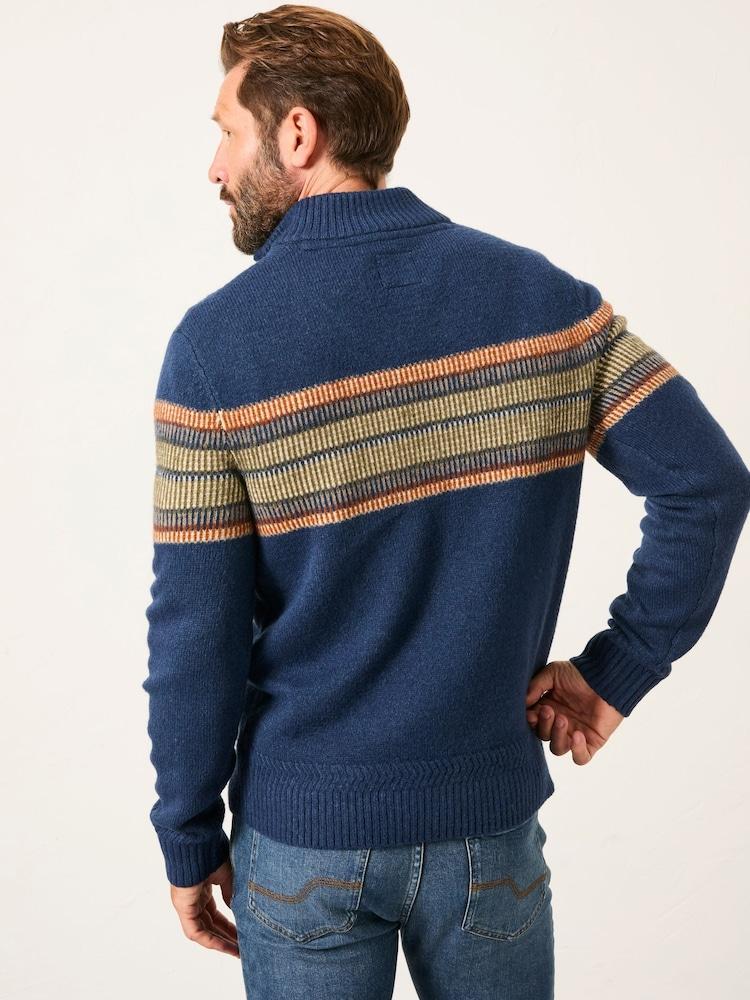 Fat Face Runswick Navy Half Neck Knitted Jumper