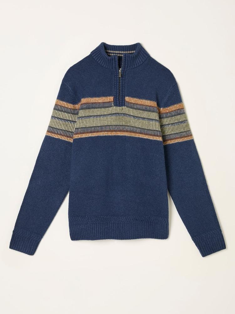 fat face Runswick Navy Half Neck Knitted Jumper