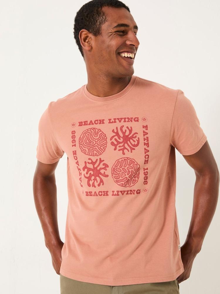 Fat Face Rust Brown Coral Graphic Tshirt