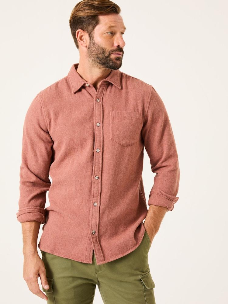 Fat Face Rust Brown Long Sleeve Brushed Shirt