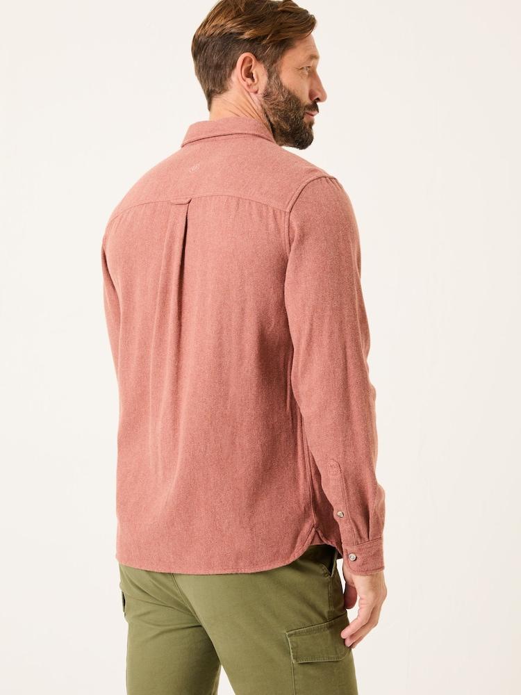 Fat Face Rust Brown Long Sleeve Brushed Shirt