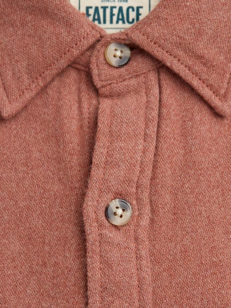 fat face Rust Brown Long Sleeve Brushed Shirt