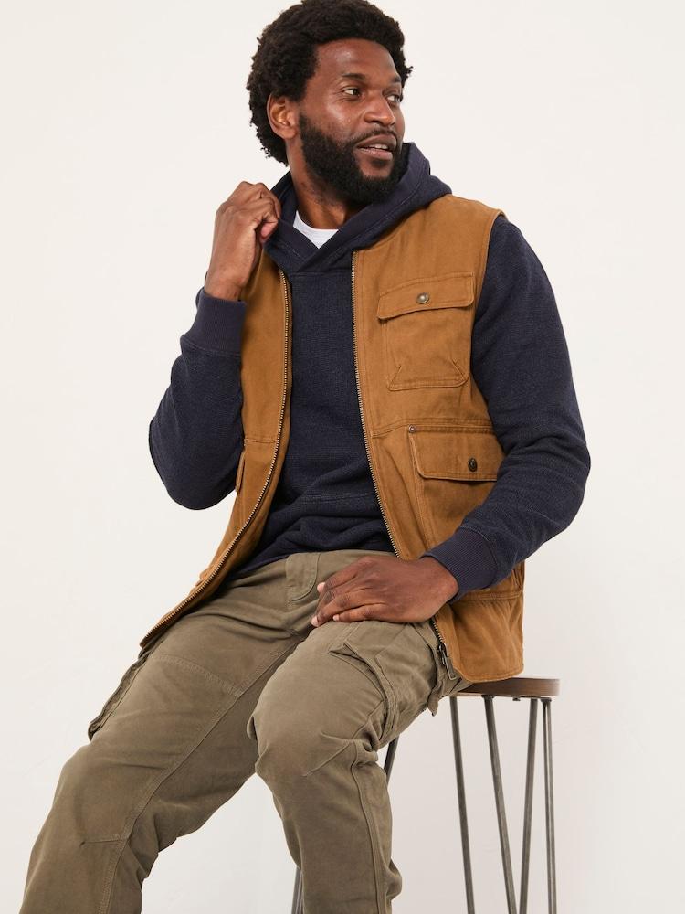 Fat Face Rydal Light Brown Canvas Gilet