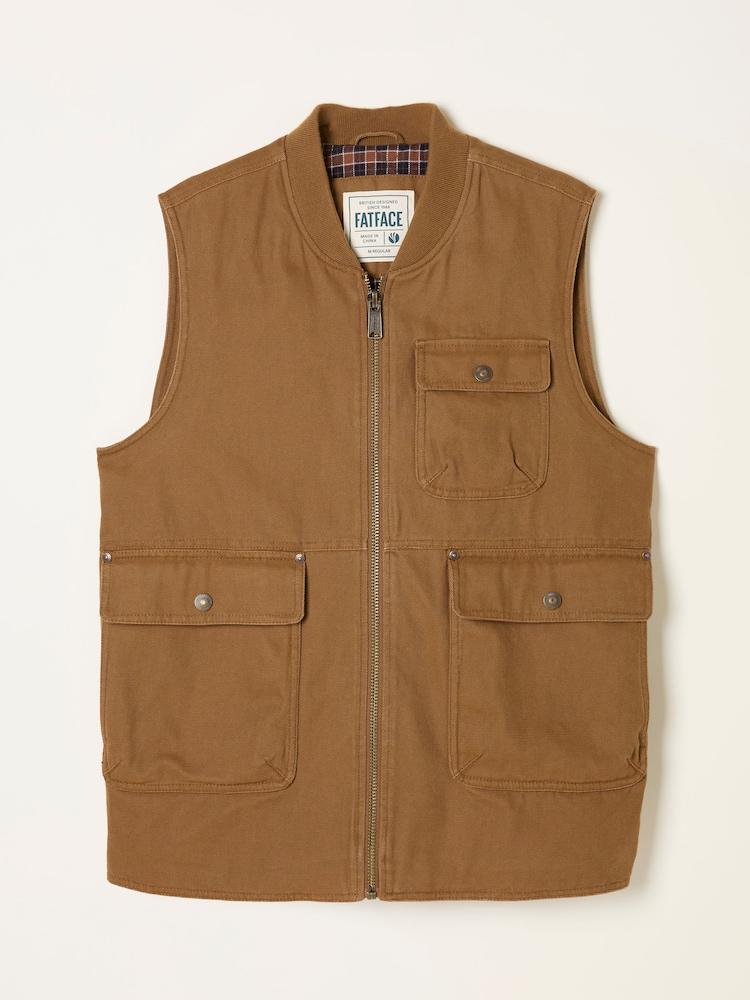 fat face Rydal Light Brown Canvas Gilet