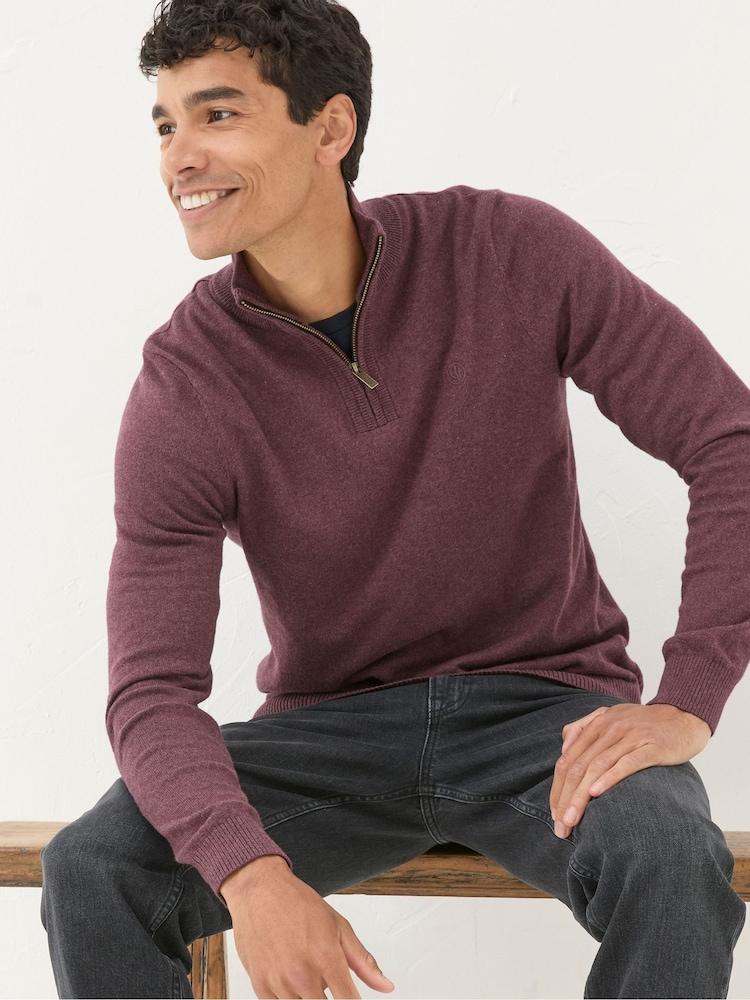 Fat Face Rye Burgundy Red Half-Neck Jumper