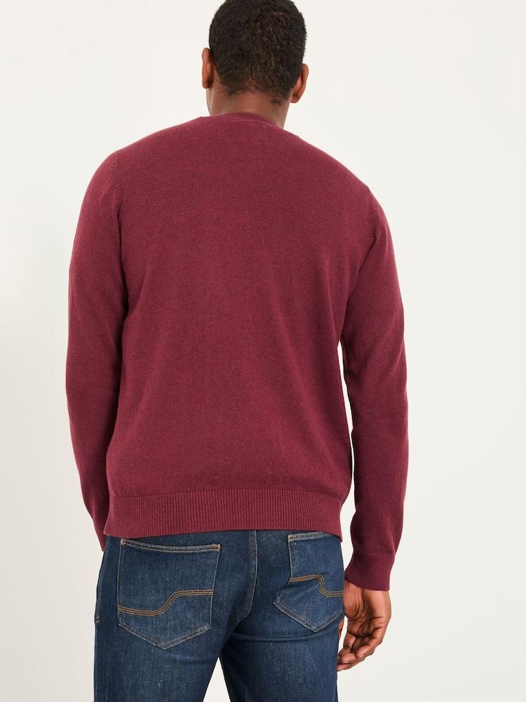 Fat Face Rye Claret Crew Neck Knitted Jumper