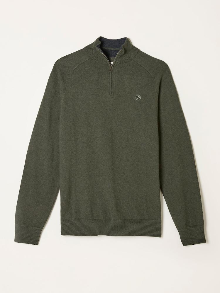 fat face Rye Dark Green Half Neck Knitted Jumper