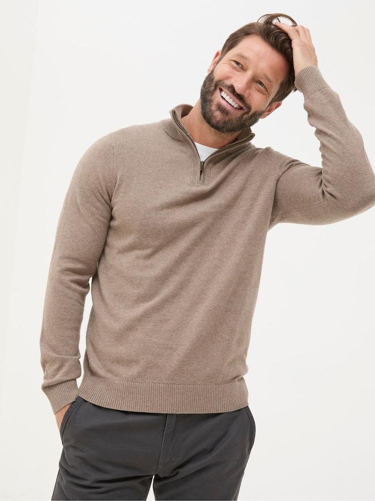 Fat Face Rye Natural Beige Half-Neck Jumper