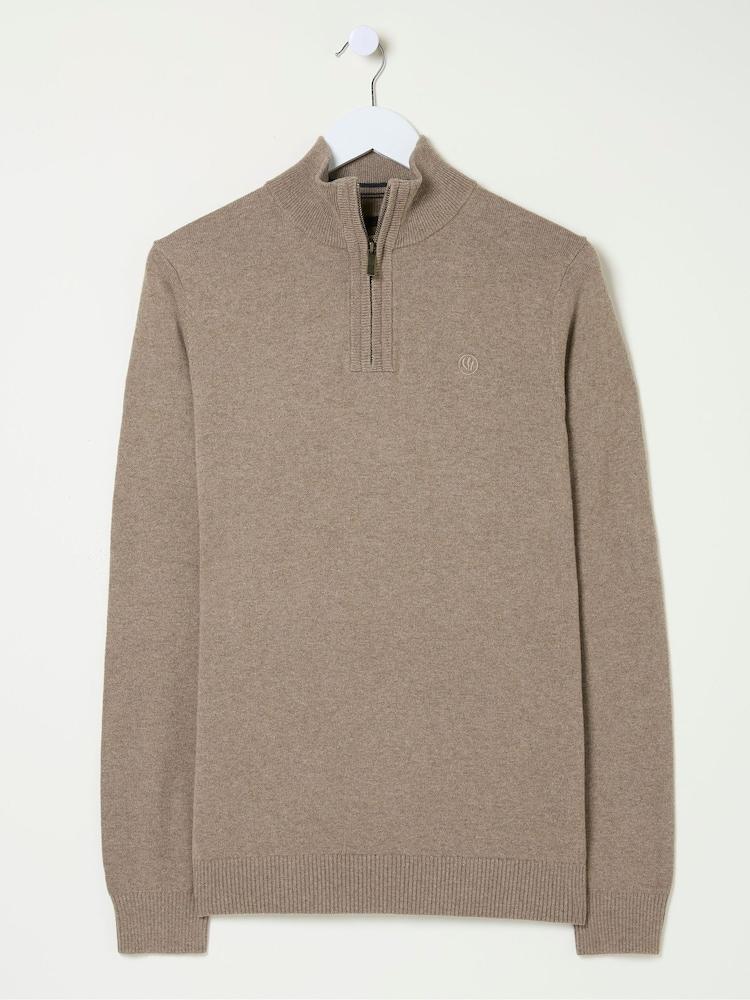 fat face Rye Natural Beige Half-Neck Jumper
