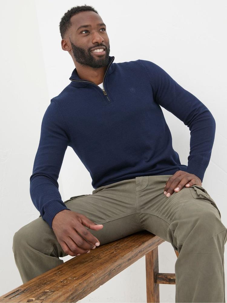 Fat Face Rye Navy Blue Half-Neck Jumper