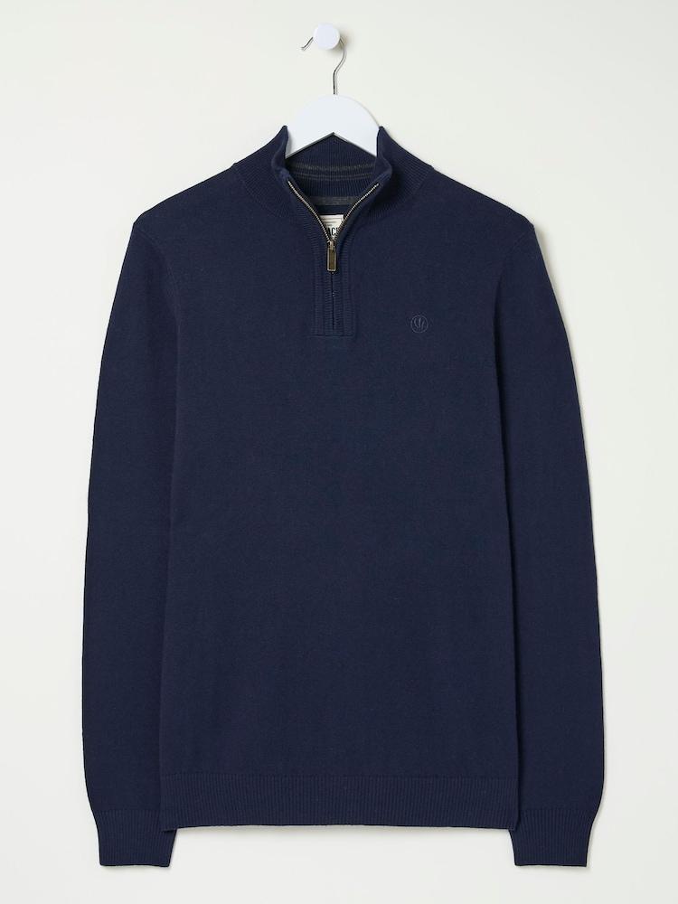 fat face Rye Navy Blue Half-Neck Jumper