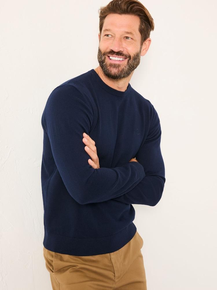 Fat Face Rye Navy Crew Neck Knitted Jumper