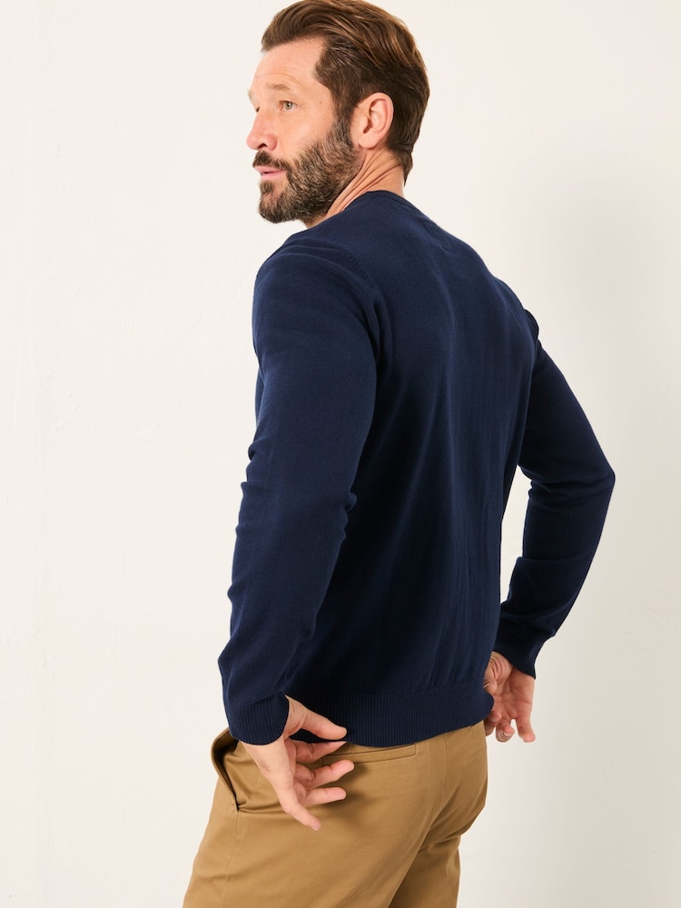 Fat Face Rye Navy Crew Neck Knitted Jumper