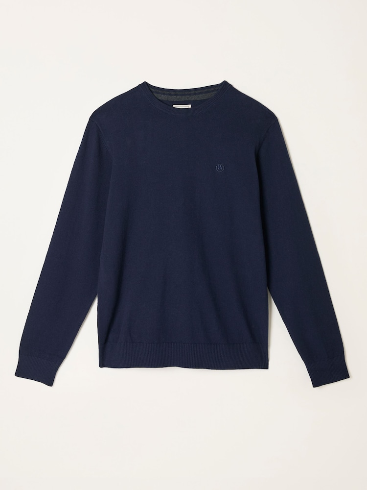 fat face Rye Navy Crew Neck Knitted Jumper