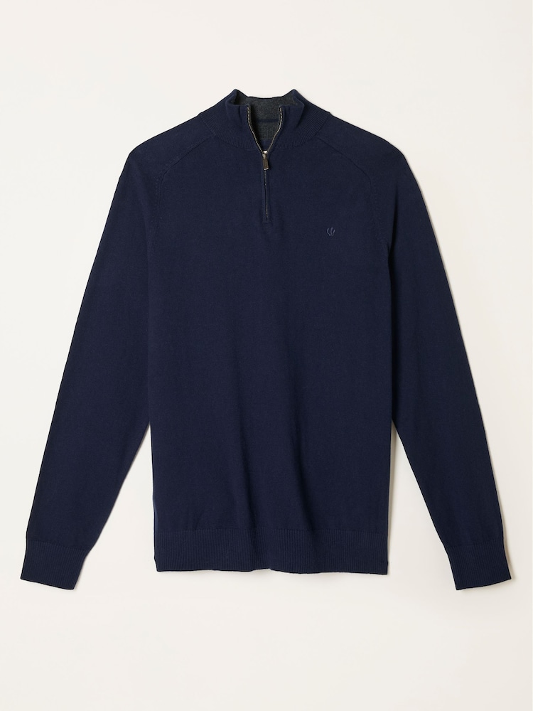 fat face Rye Navy Half Neck Knitted Jumper