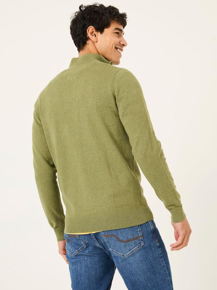 Fat Face Rye Olive Green Half-Neck Jumper