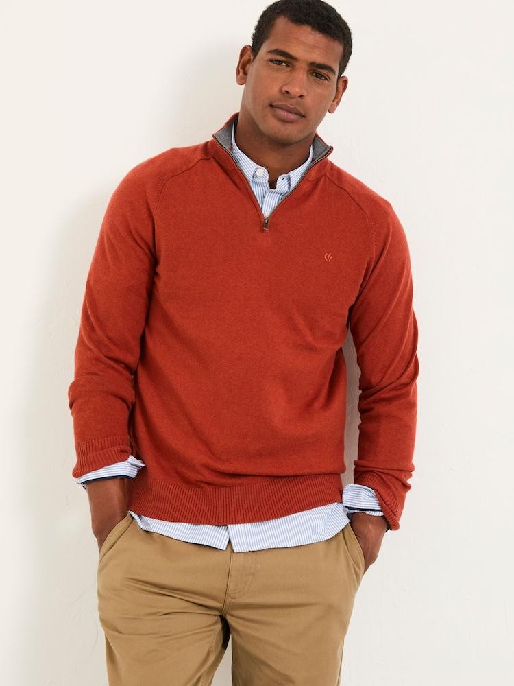 Fat Face Rye Terracotta Half Neck Knitted Jumper