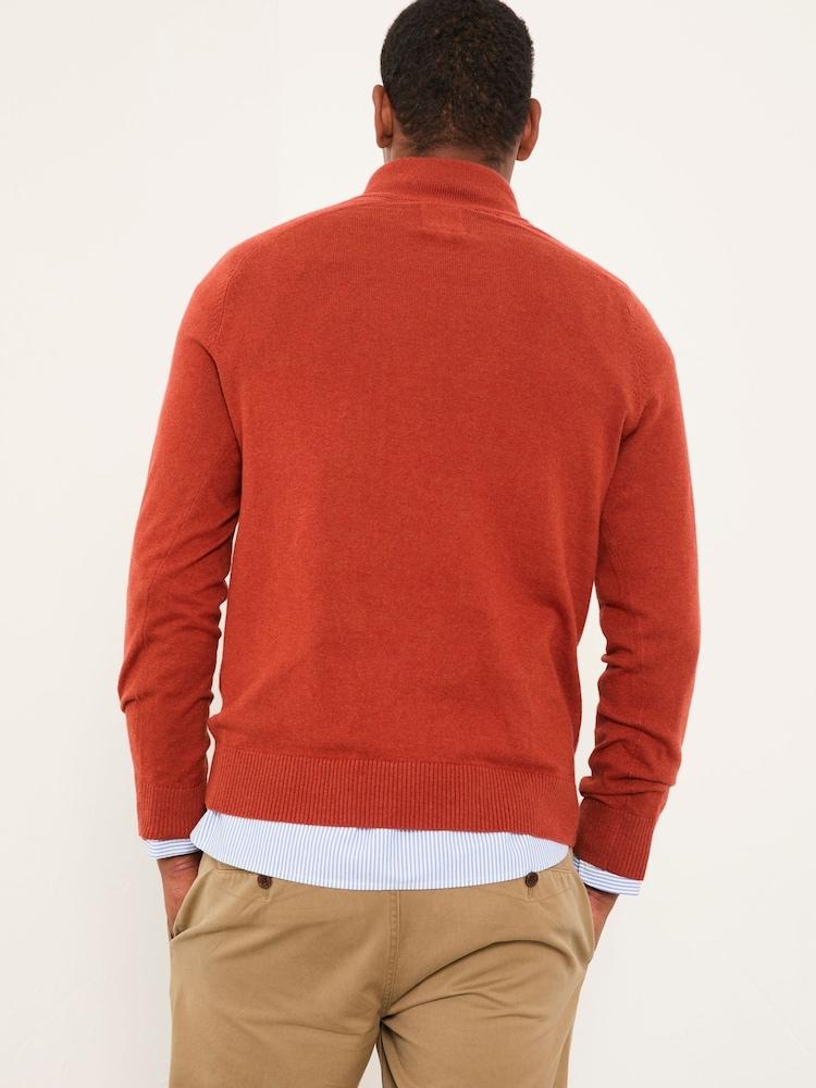 Fat Face Rye Terracotta Half Neck Knitted Jumper