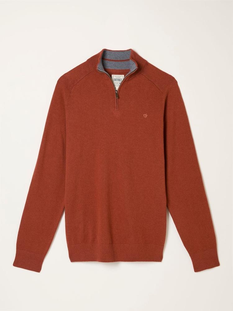 fat face Rye Terracotta Half Neck Knitted Jumper