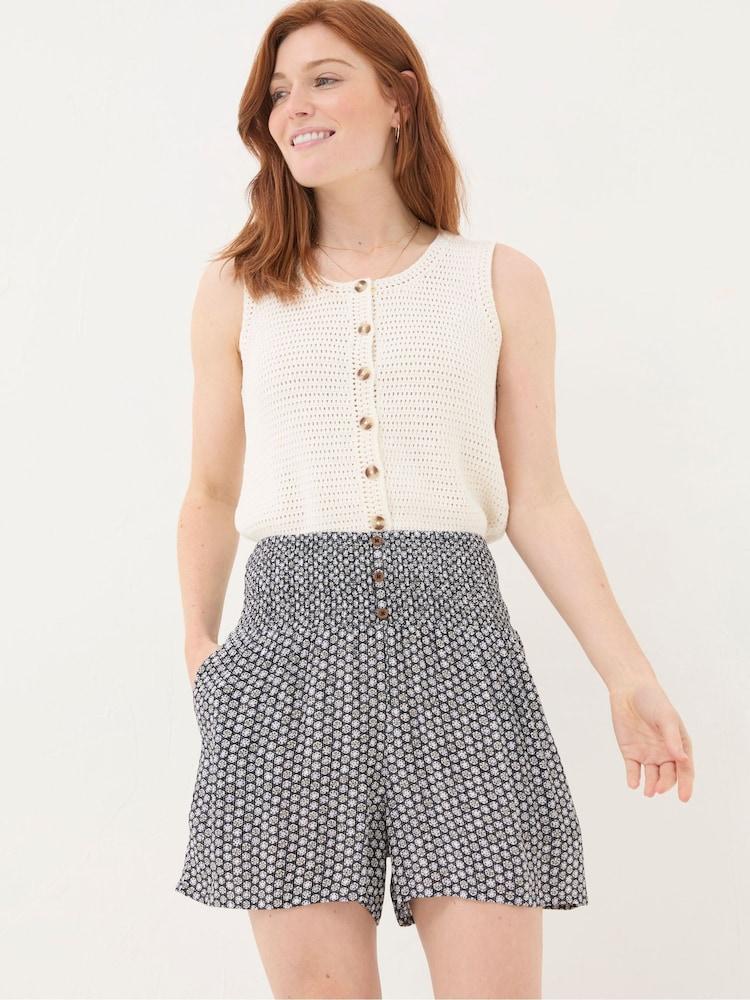 Fat Face Rylee Black Star Geo Shirred Shorts