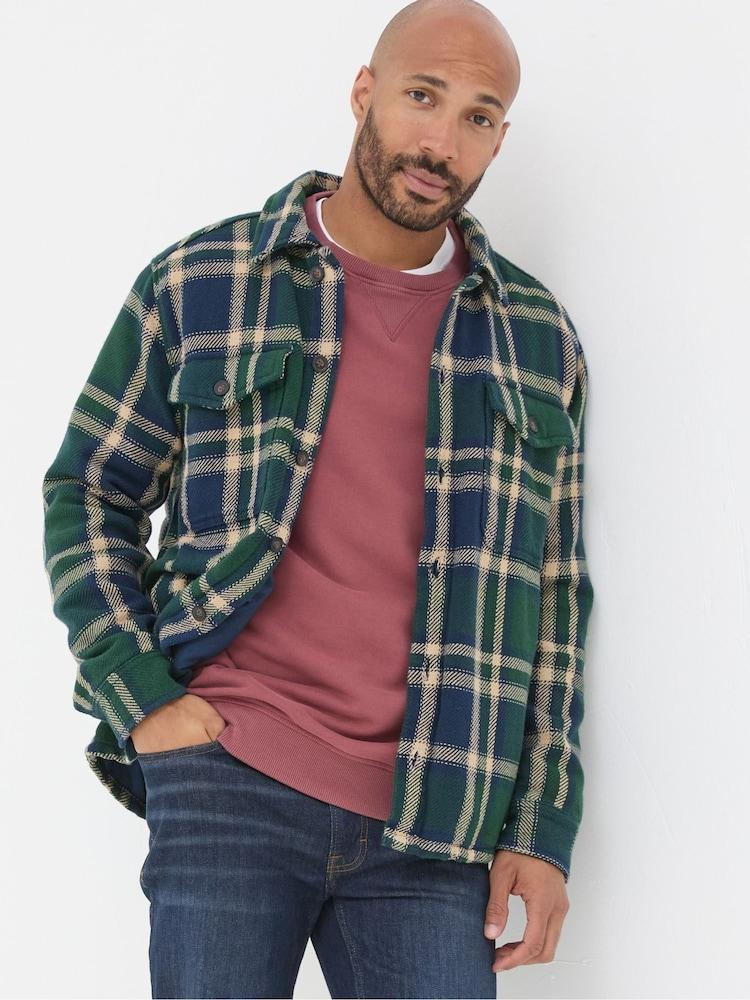 Fat Face Ryton Dark Green Check Overshirt