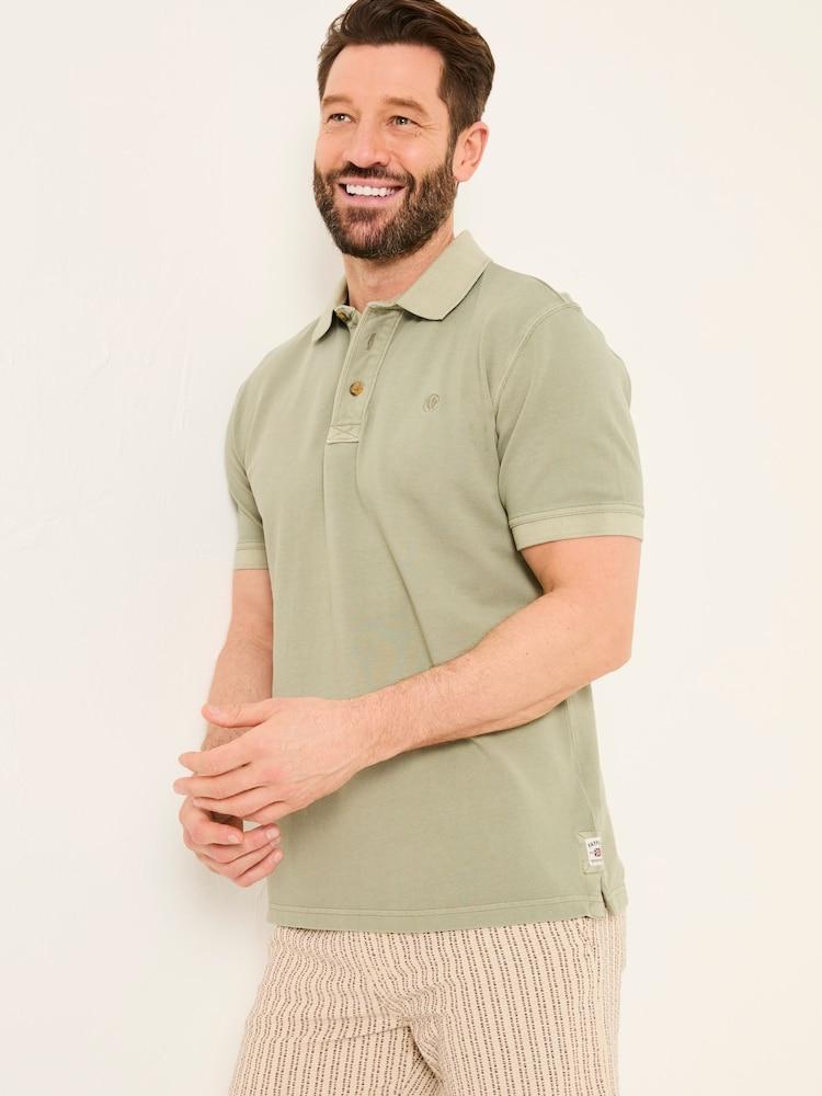 Fat Face Sage Green Short Sleeve Pique Polo