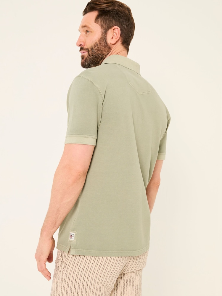 Fat Face Sage Green Short Sleeve Pique Polo