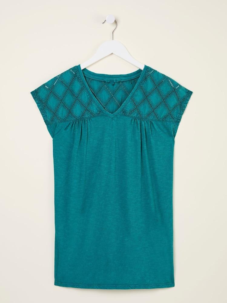 fat face Sandi Dark Teal Blue Embroidered Tunic