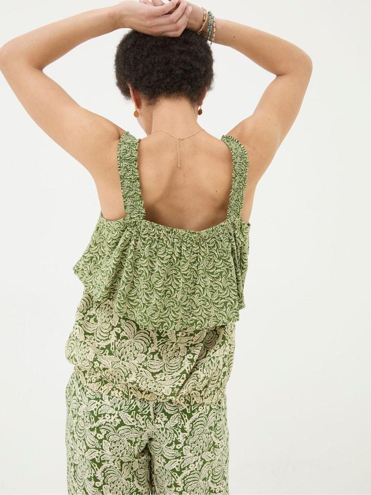 Fat Face Santos Green Damask Floral Cami
