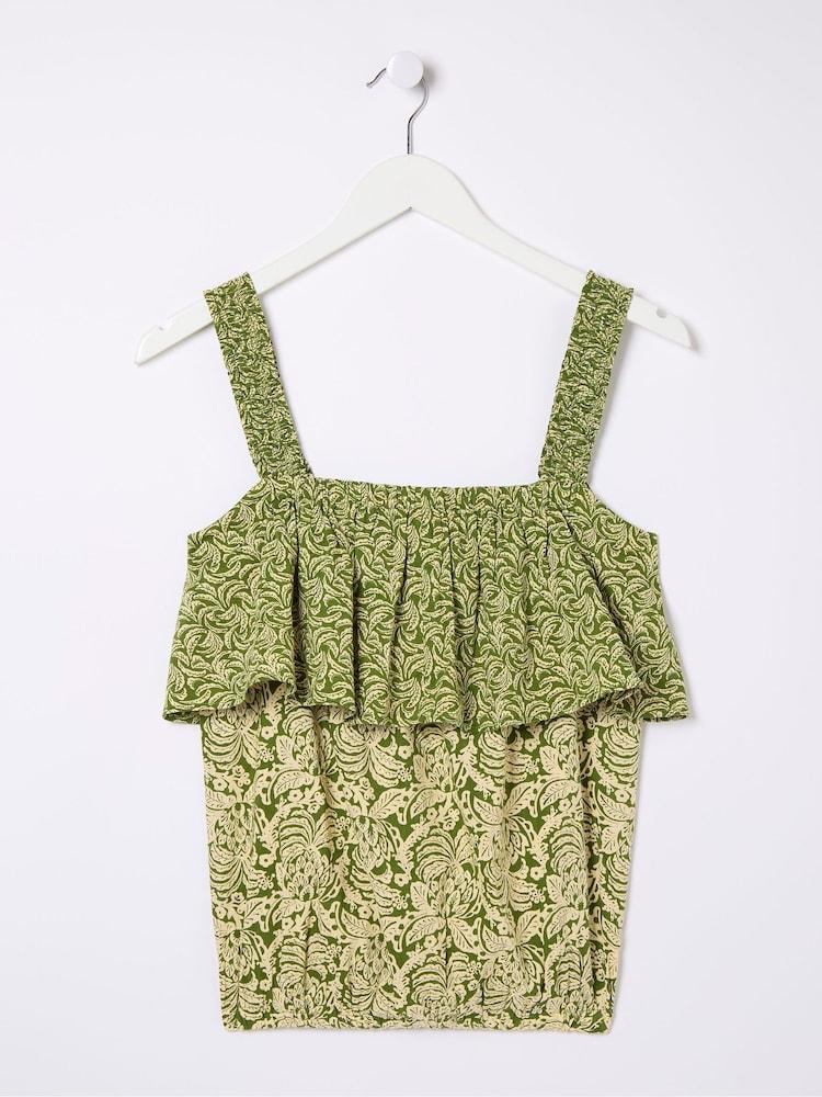 fat face Santos Green Damask Floral Cami