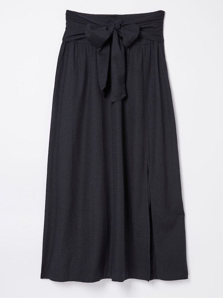 fat face Sascha Black Midi Skirt With Linen