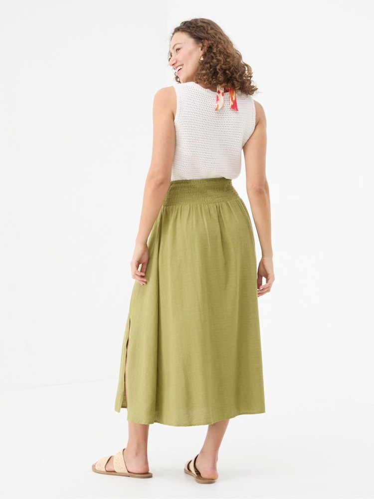 Fat Face Sascha Green Midi Skirt