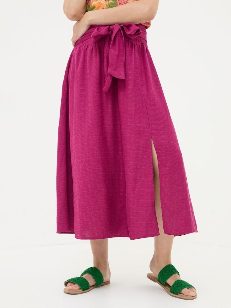 Fat Face Sascha Purple Midi Skirt With Linen
