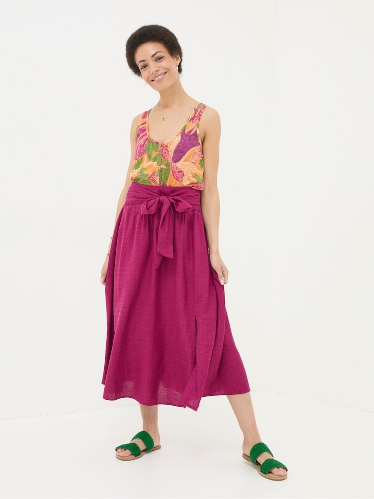 Fat Face Sascha Purple Midi Skirt With Linen