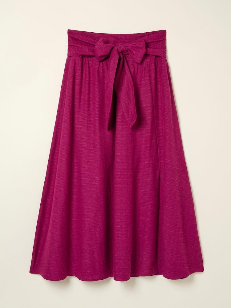 fat face Sascha Purple Midi Skirt With Linen