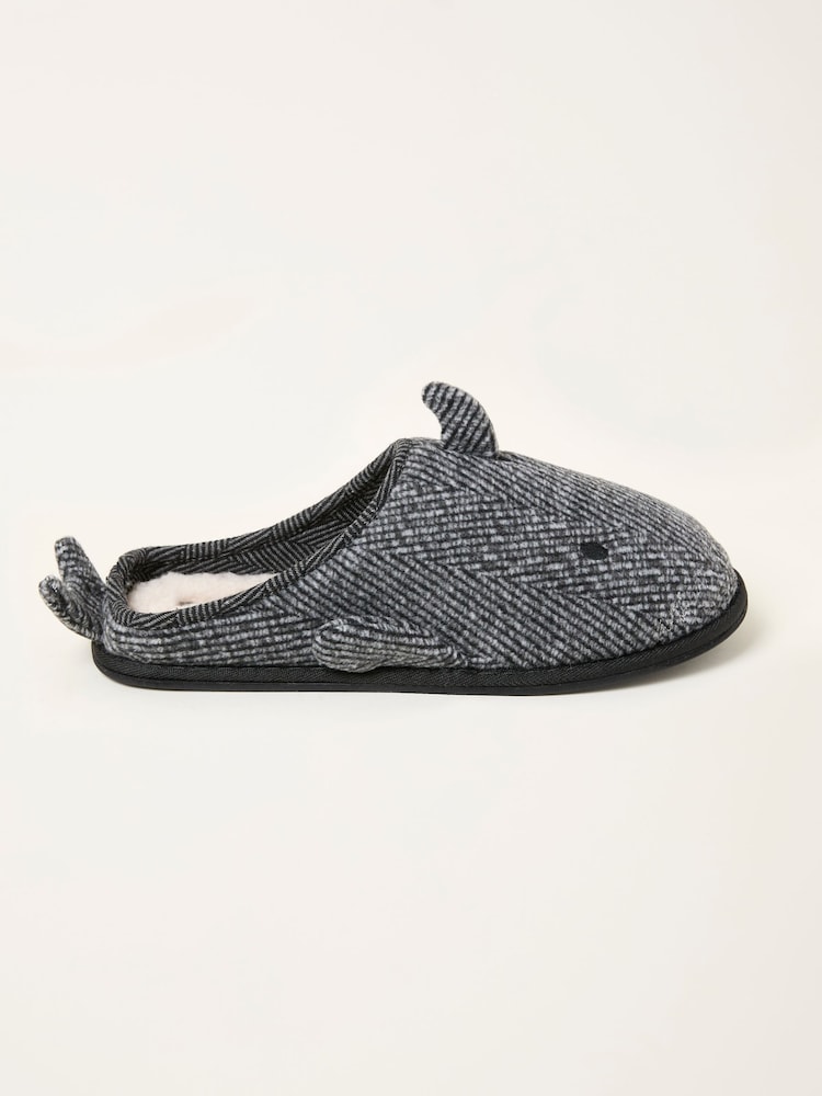 Fat Face Savage Shark Grey Slippers