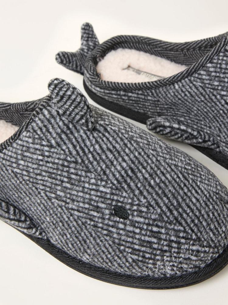 Fat Face Savage Shark Grey Slippers