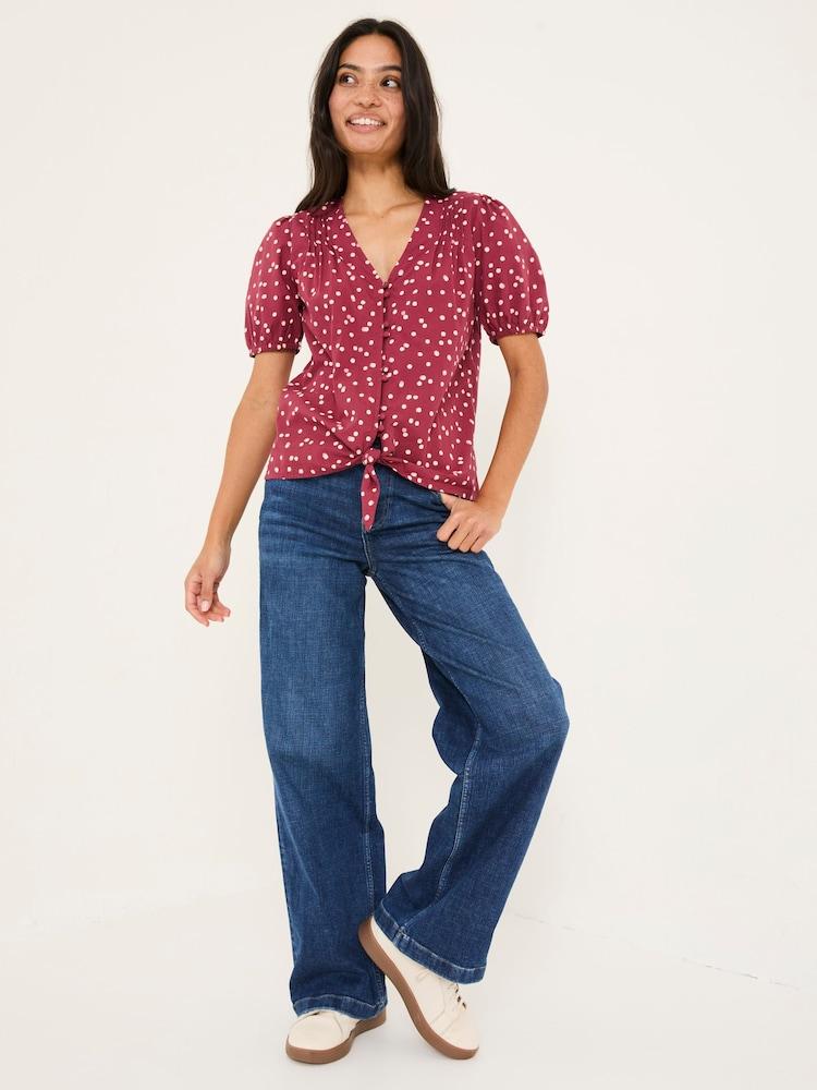 Fat Face Savannah Burgundy Red Spot Blouse