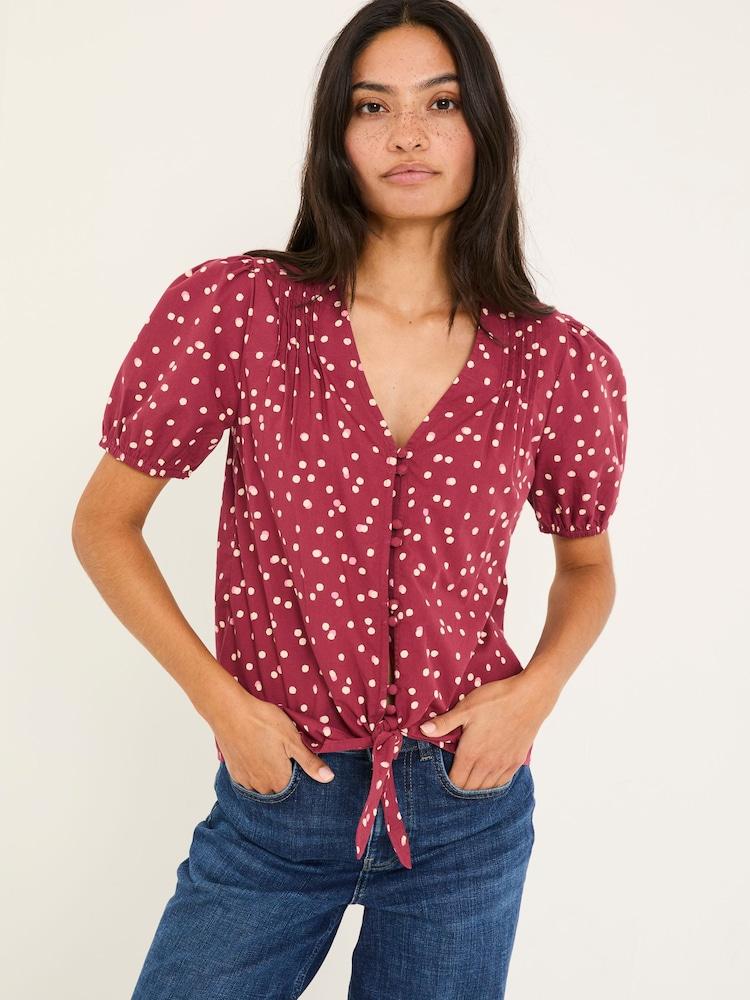Fat Face Savannah Burgundy Red Spot Blouse