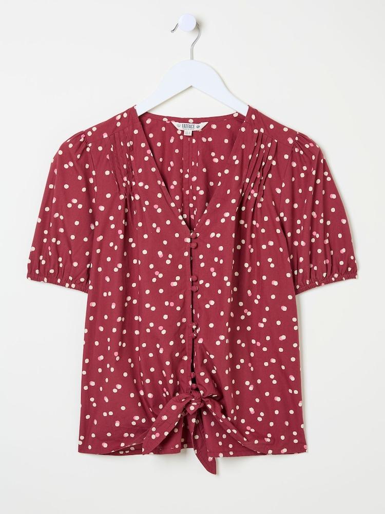 fat face Savannah Burgundy Red Spot Blouse