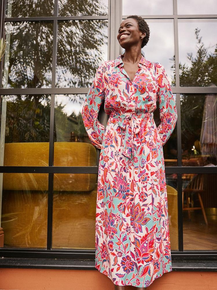 Fat Face Scheana Ivory Festival Floral Midi Dress