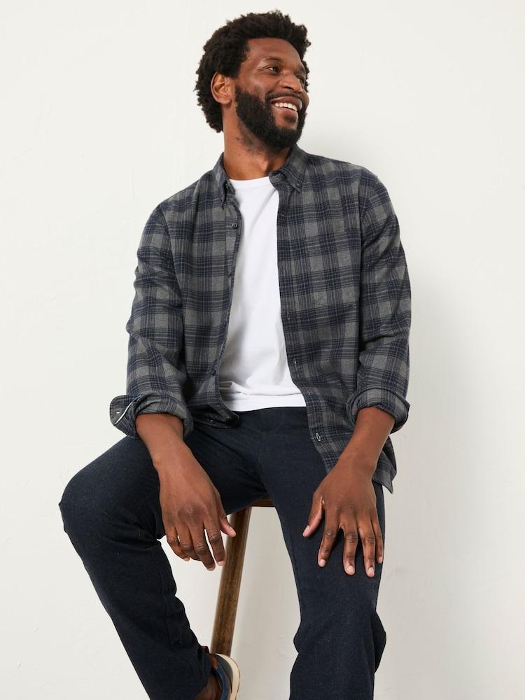 Fat Face Scole Dark Grey Long Sleeve Check Shirt