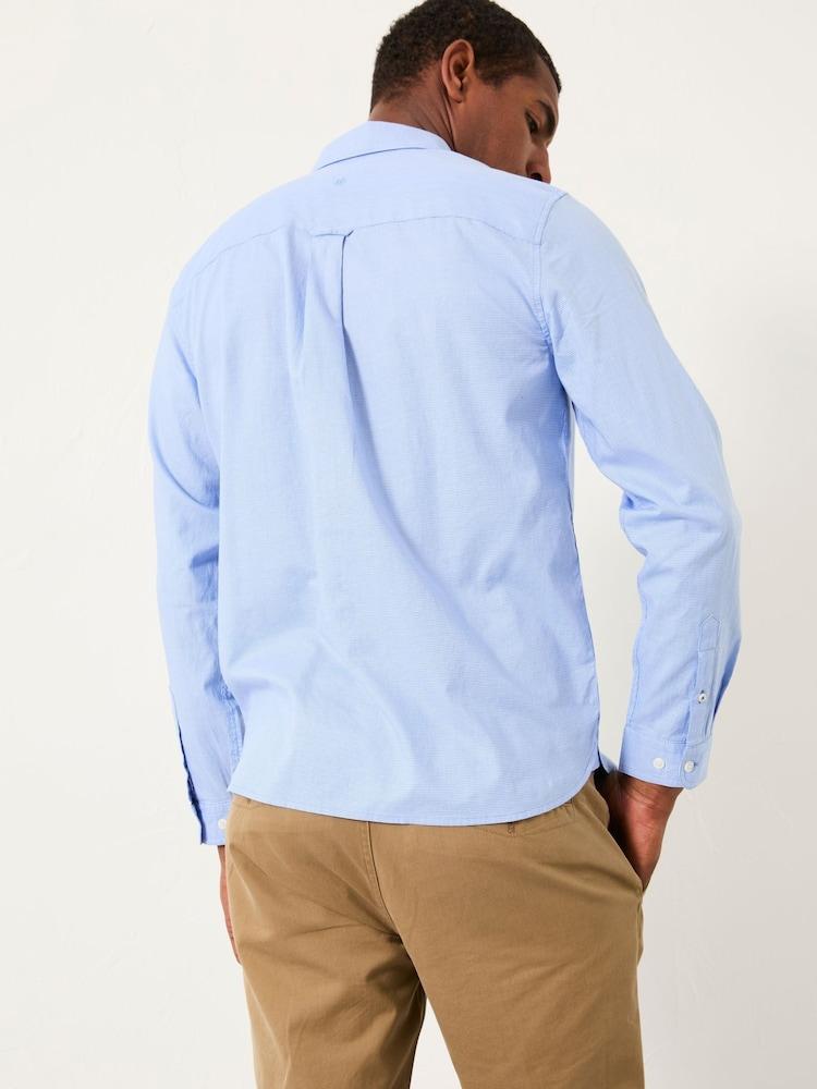 Fat Face Seagre Blue Long Sleeve Semi Plain Shirt